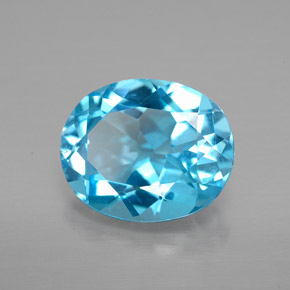 Topazio naturale blu da 4,17 ct, taglio ovale, VVS-VS