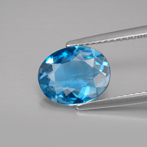 Topazio naturale blu da 2,41 ct, taglio ovale, VVS