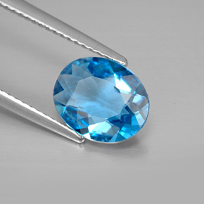 Topazio naturale blu da 2,41 ct, taglio ovale, VVS