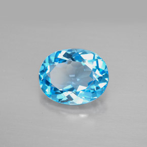 Topazio naturale blu da 3,01 ct, taglio ovale, VVS