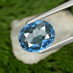 Topazio naturale blu da 2,09 ct, taglio ovale, VVS