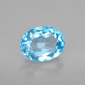 Topazio naturale blu da 2,50 ct, taglio ovale, VVS