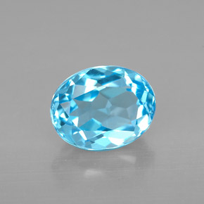 Topazio naturale blu da 2,51 ct, taglio ovale, VVS