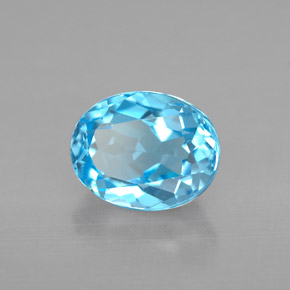 Topazio naturale blu da 2,51 ct, taglio ovale, VVS