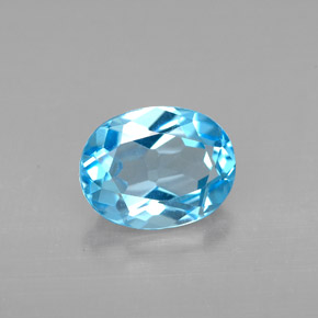 Topazio naturale blu da 2,22 ct, taglio ovale, VVS
