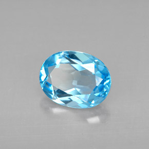 Topazio naturale blu da 2,22 ct, taglio ovale, VVS