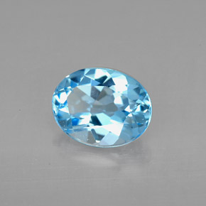 Topazio naturale blu da 2,17 ct, taglio ovale, VVS