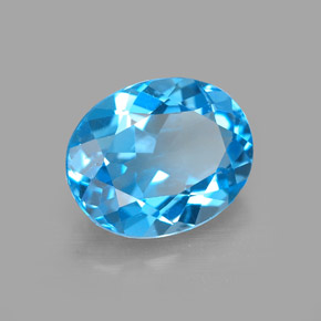 Topazio naturale blu da 3,14 ct, taglio ovale, VS