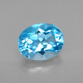 Topazio naturale blu da 3,27 ct, taglio ovale, VVS-VS