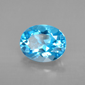 Topazio naturale blu da 3,27 ct, taglio ovale, VVS-VS