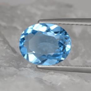 Topazio naturale blu da 2,89 ct, taglio ovale, VVS