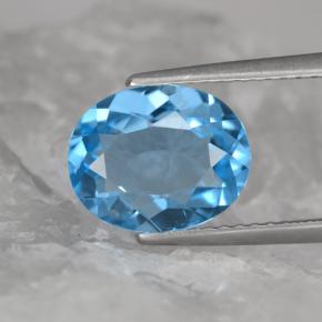 Topazio naturale blu da 2,89 ct, taglio ovale, VVS