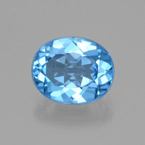 Topazio naturale blu da 2,98 ct, taglio ovale, VVS