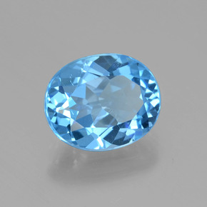 Topazio naturale blu da 2,98 ct, taglio ovale, VVS