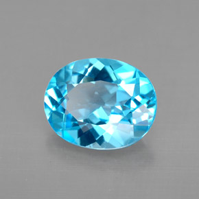 Topazio naturale blu da 3,08 ct, taglio ovale, VVS