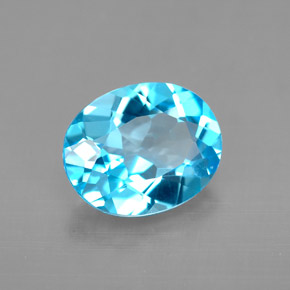 Topazio naturale blu da 3,08 ct, taglio ovale, VVS