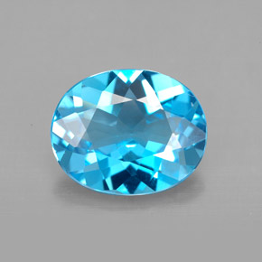 Topazio naturale blu da 3,38 ct, taglio ovale, VVS