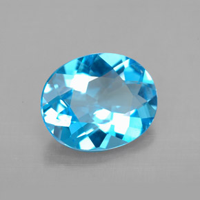 Topazio naturale blu da 3,38 ct, taglio ovale, VVS