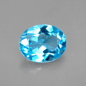 Topazio naturale blu da 3,18 ct, taglio ovale, VVS