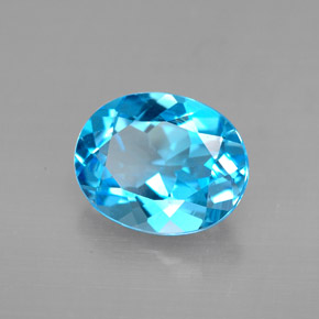 Topazio naturale blu da 3,18 ct, taglio ovale, VVS