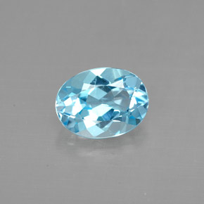Topazio naturale blu da 1,43 ct, taglio ovale, VVS