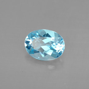 Topazio naturale blu da 1,43 ct, taglio ovale, VVS