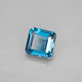 Topazio naturale blu da 1,33 ct, taglio smeraldo, VVS-VS