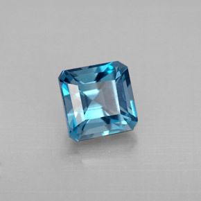 Topazio naturale blu da 1,64 ct, taglio smeraldo, VVS-VS