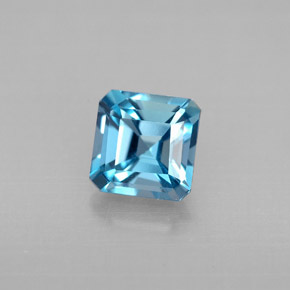 Topazio naturale blu da 1,46 ct, taglio smeraldo, VVS-VS