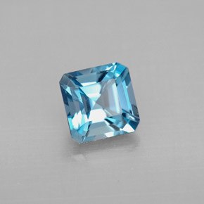 Topazio naturale blu da 1,46 ct, taglio smeraldo, VVS-VS