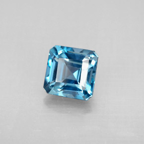 Topazio naturale blu da 1,52 ct, taglio smeraldo, VVS-VS