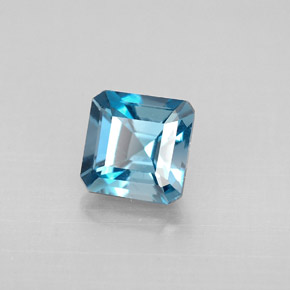 Topazio naturale blu da 1,52 ct, taglio smeraldo, VVS-VS