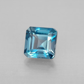 Topazio naturale blu da 1,52 ct, taglio smeraldo, VVS-VS