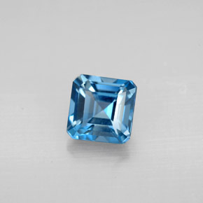 Topazio naturale blu da 1,49 ct, taglio smeraldo, VVS-VS