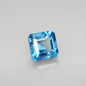 Topazio naturale blu da 1,49 ct, taglio smeraldo, VVS-VS