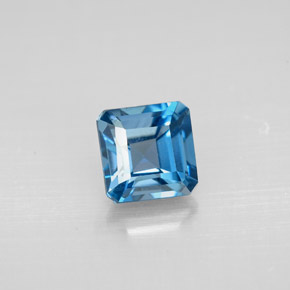 Topazio naturale blu da 1,52 ct, taglio smeraldo, VVS-VS