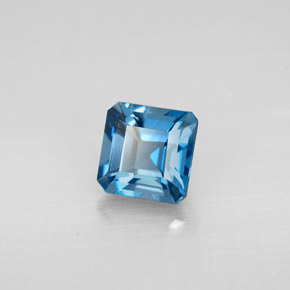 Topazio naturale blu da 1,52 ct, taglio smeraldo, VVS-VS