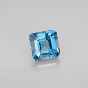 Topazio naturale blu da 1,45 ct, taglio smeraldo, VVS-VS
