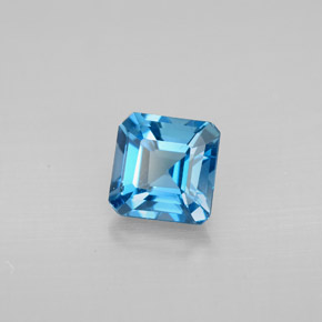 Topazio naturale blu da 1,45 ct, taglio smeraldo, VVS-VS