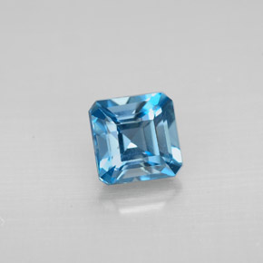 Topazio naturale blu da 1,52 ct, taglio smeraldo, VVS-VS