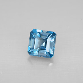 Topazio naturale blu da 1,52 ct, taglio smeraldo, VVS-VS