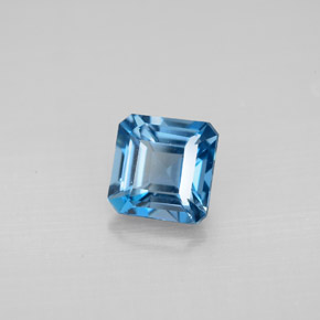 Topazio naturale blu da 1,41 ct, taglio smeraldo, VVS-VS