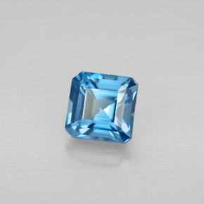 Topazio naturale blu da 1,56 ct, taglio smeraldo, VVS-VS