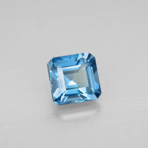 Topazio naturale blu da 1,56 ct, taglio smeraldo, VVS-VS