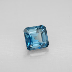 Topazio naturale blu da 1,43 ct, taglio smeraldo, VVS-VS