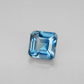 Topazio naturale blu da 1,47 ct, taglio smeraldo, VVS-VS