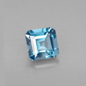 Topazio naturale blu da 1,36 ct, taglio smeraldo, VVS-VS