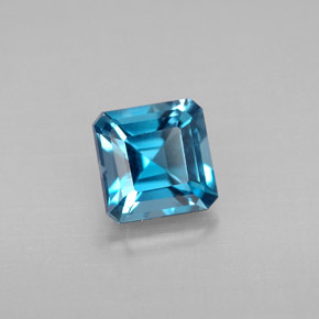 Topazio naturale blu da 1,44 ct, taglio smeraldo, VVS-VS