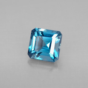 Topazio naturale blu da 1,44 ct, taglio smeraldo, VVS-VS