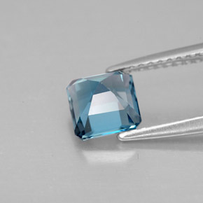 Topazio naturale blu da 1,57 ct, taglio smeraldo, VVS-VS